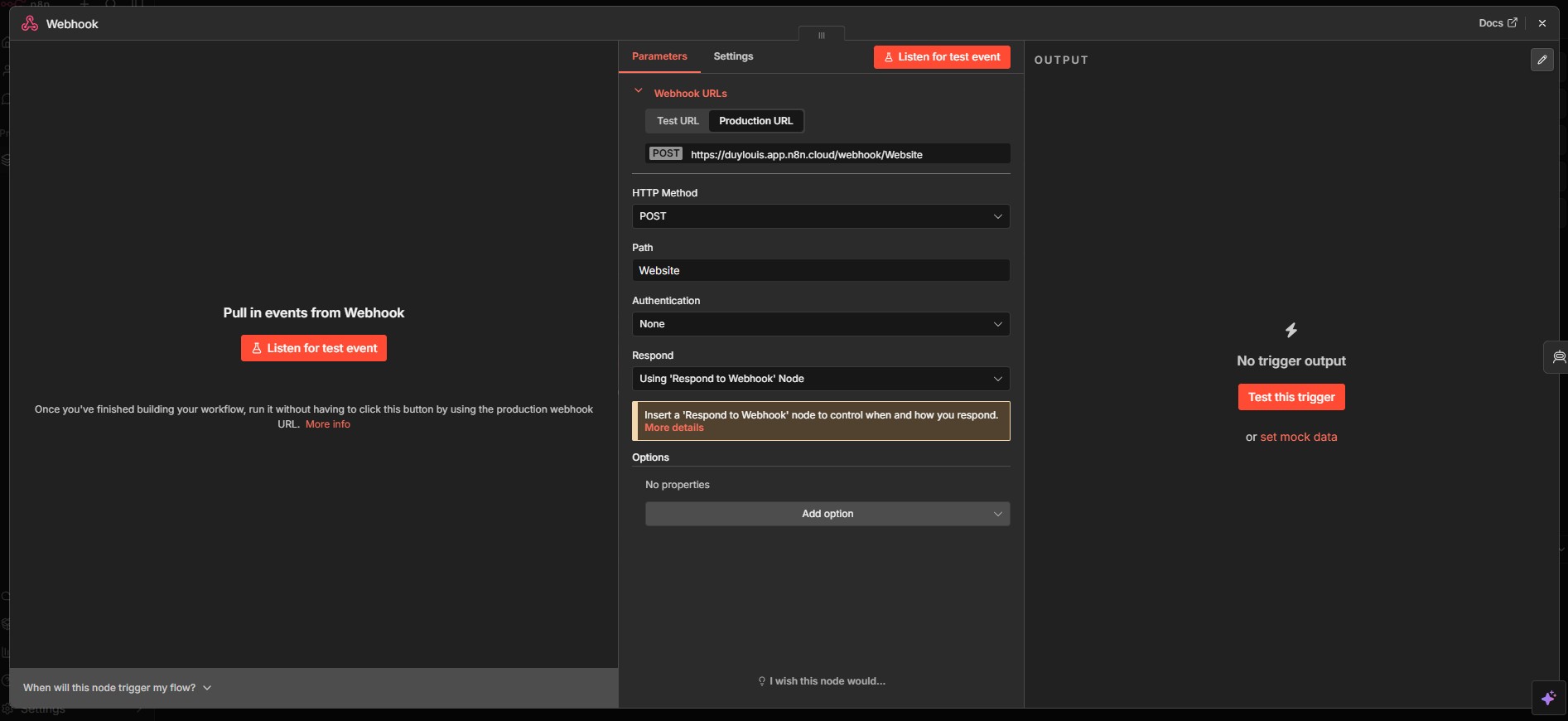Webhook node