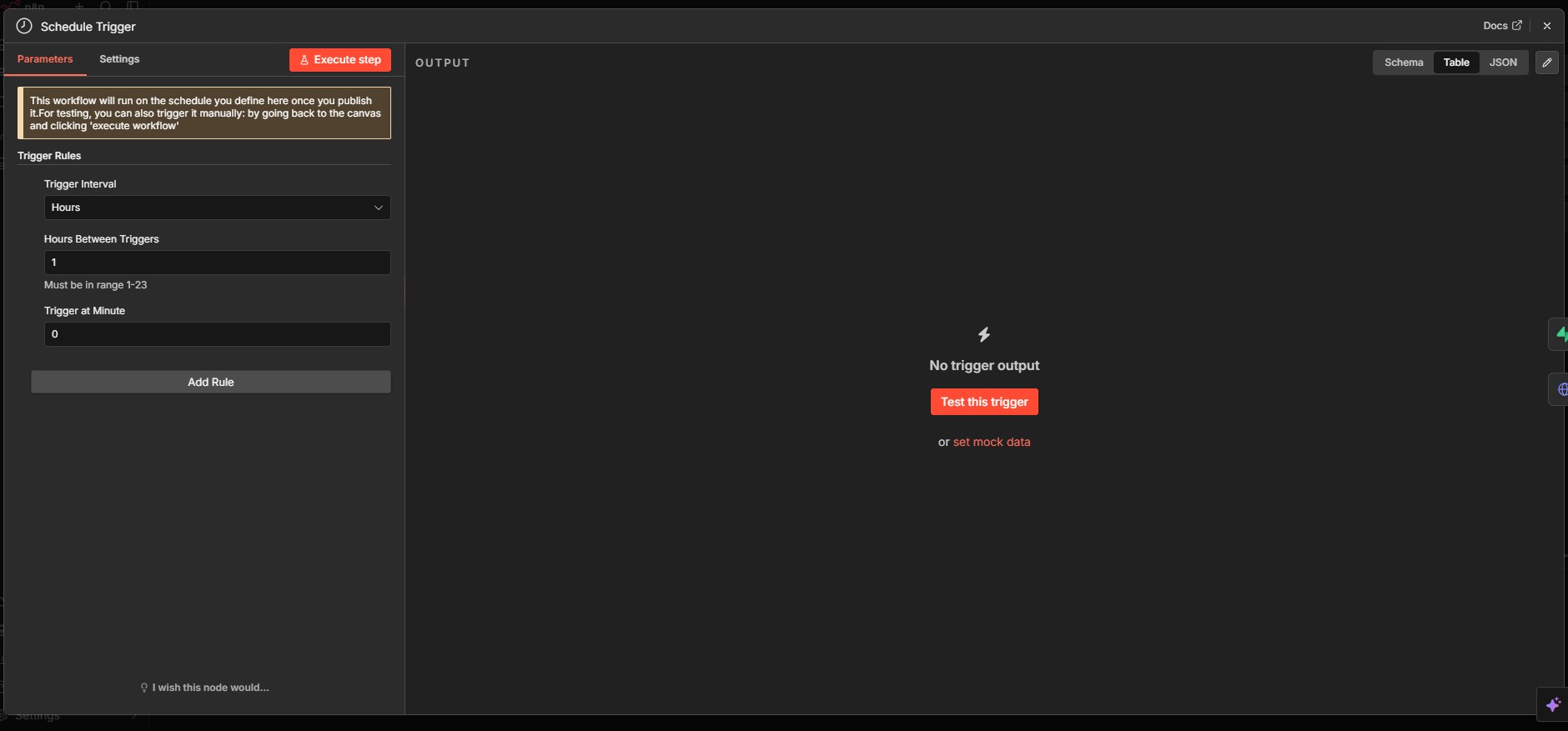 Schedule Trigger node