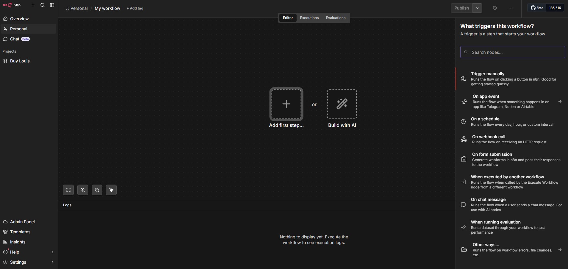 n8n node selection